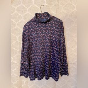 Dark Blue Paisley Patterned Turtleneck